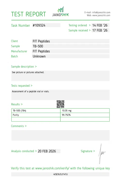 Certificate of Analysis — TB-500
