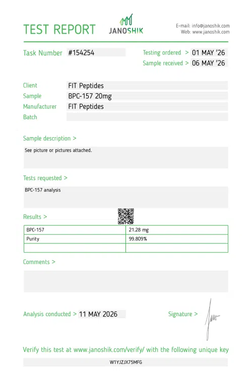 Certificate of Analysis — BPC-157
