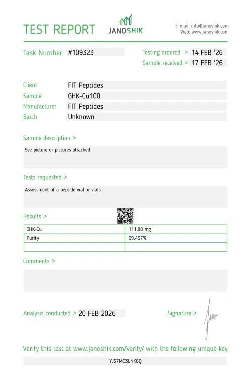 Certificate of Analysis — GHK-Cu