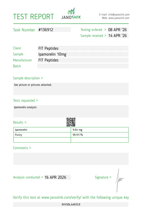 Certificate of Analysis — Ipamorelin