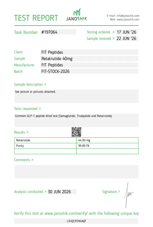 Certificate of Analysis — Retatrutide